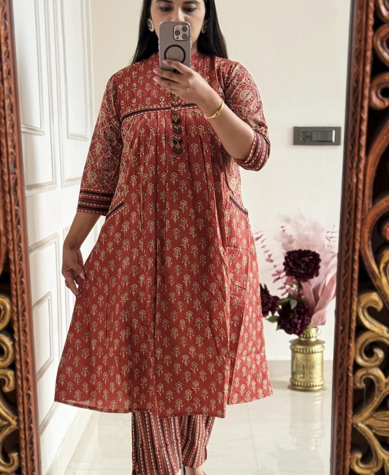 Cotton Handwork Pintex Kurti Set